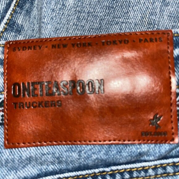 ONETEASPOON ONE TEASPOON TRUCKERS Western Concho Embellished Blue Jeans 24/26 - Picture 8 of 16